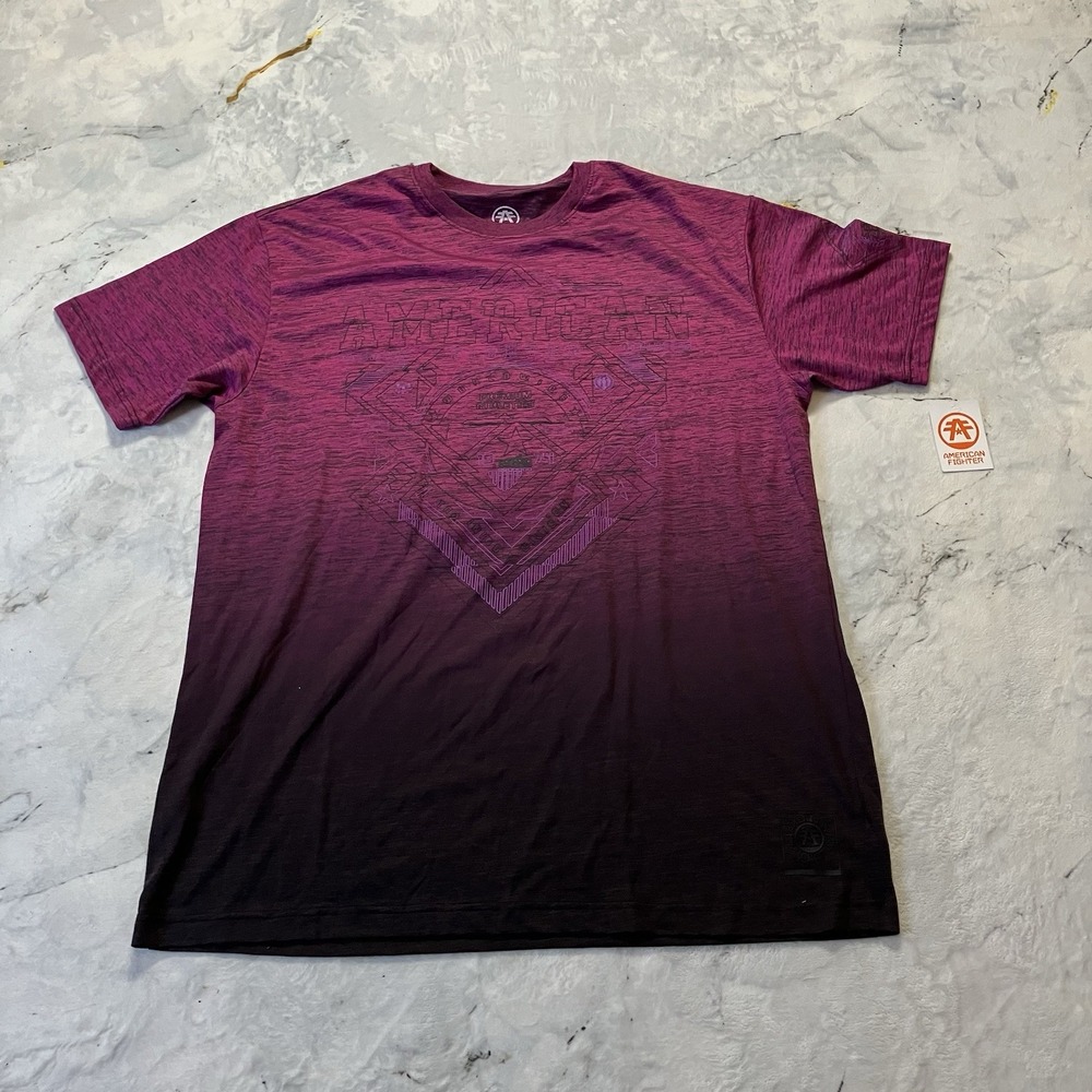 American Fighter Shirt Mens Size‎ 3XL Purple Short Sleeve Cotton Blend